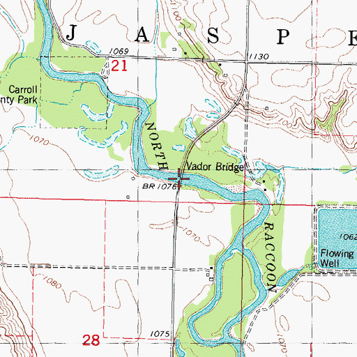 Topographic Map of Vador Bridge, IA
