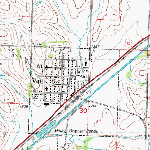 Topographic Map of Vail, IA
