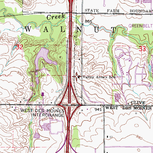 Topographic Map of Valley Annex School, IA
