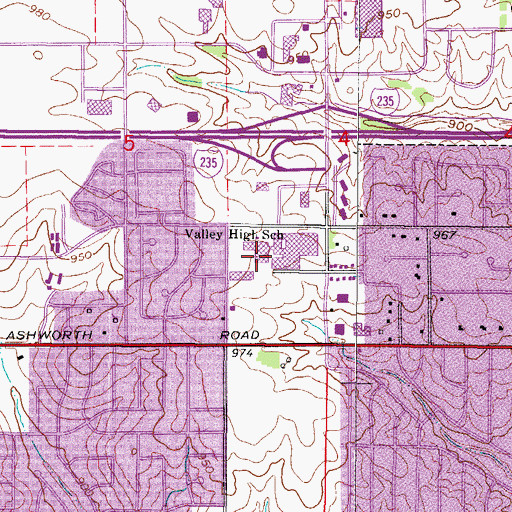 Topographic Map of Valley High School, IA