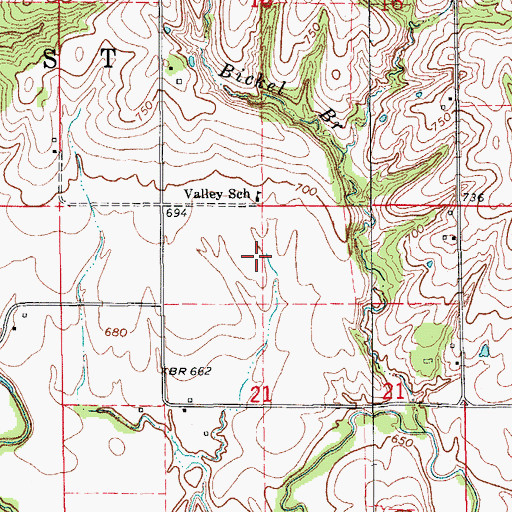 Topographic Map of Valley School, IA
