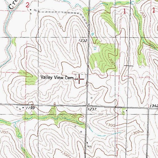 Topographic Map of Valley View Cemetery, IA