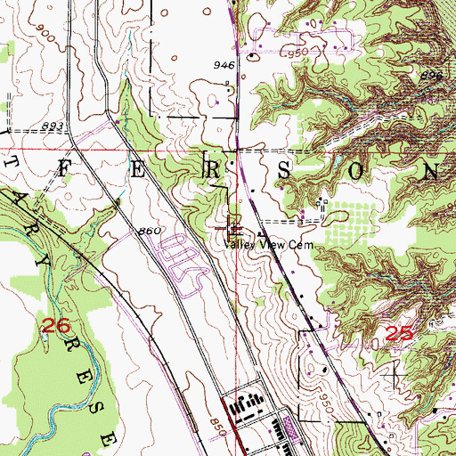 Topographic Map of Valley View Cemetery, IA