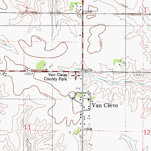 Topographic Map of Van Cleve County Park, IA