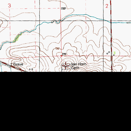 Topographic Map of Van Horn Cemetery, IA