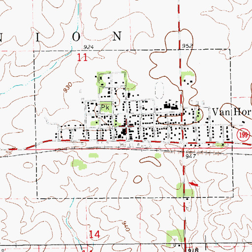 Topographic Map of Van Horne, IA