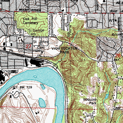 Topographic Map of Van Vechten Park, IA