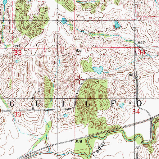 Topographic Map of Vance School, IA
