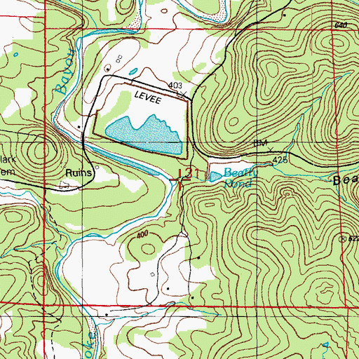 Topographic Map of Beatty Hollow, AR
