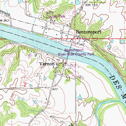 Topographic Map of Vernon, IA