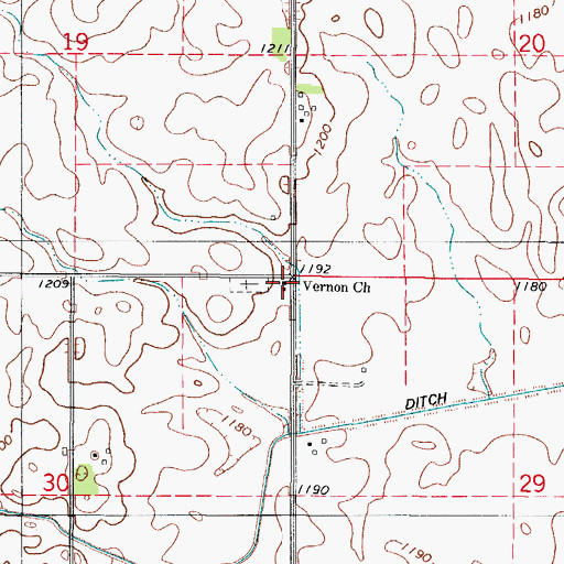Topographic Map of Vernon Church, IA