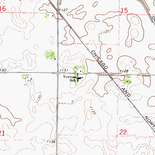Topographic Map of Vernon School, IA