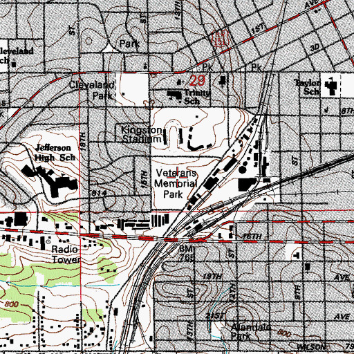 Topographic Map of Veterans Memorial Park, IA