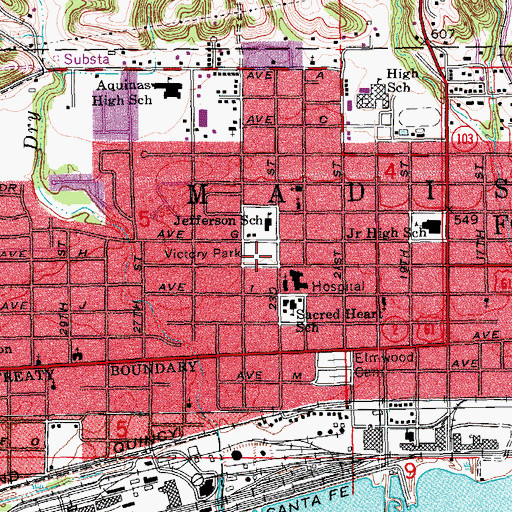Topographic Map of Victory Park, IA