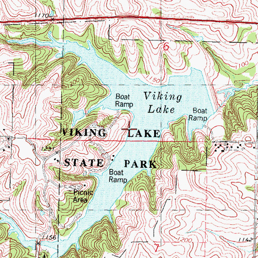 Topographic Map of Viking Lake, IA