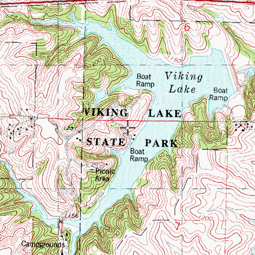 Topographic Map of Viking Lake State Park, IA