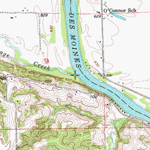 Topographic Map of Village Creek, IA