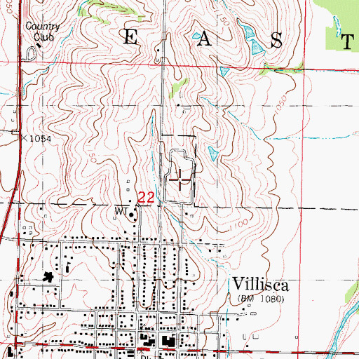 Topographic Map of Villisca Cemetery, IA