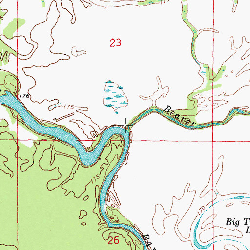 Topographic Map of Beaver Bayou, AR
