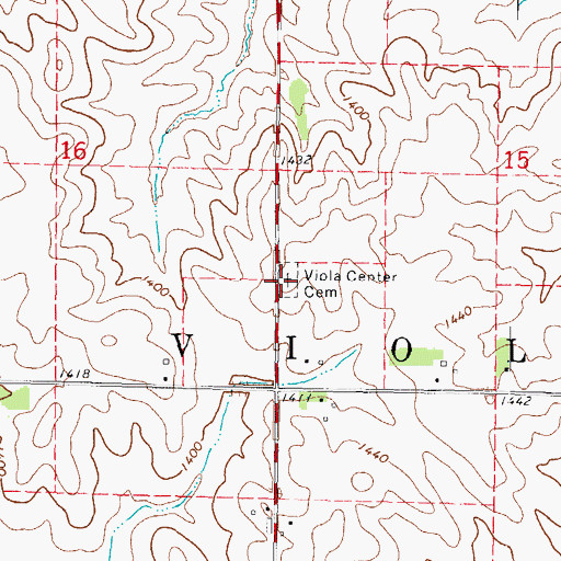 Topographic Map of Viola Center Cemetery, IA