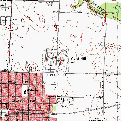Topographic Map of Violet Hill Cemetery, IA