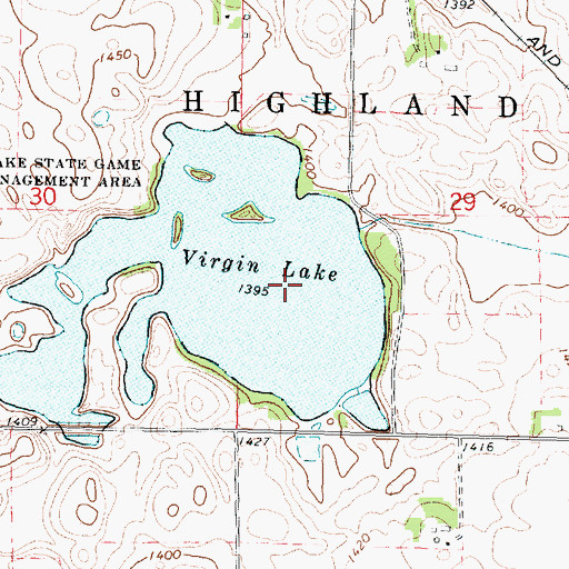 Topographic Map of Virgin Lake State Game Management Area, IA