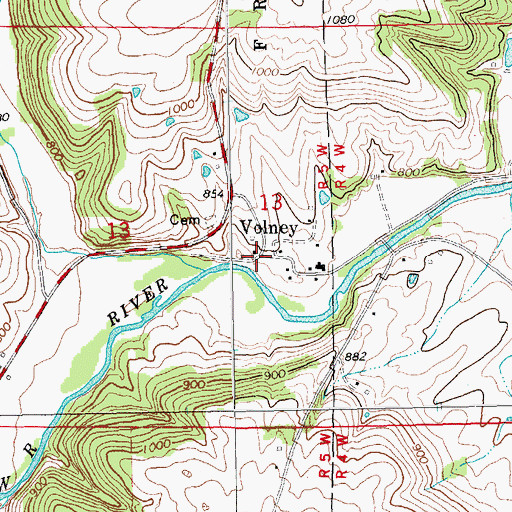 Topographic Map of Volney, IA