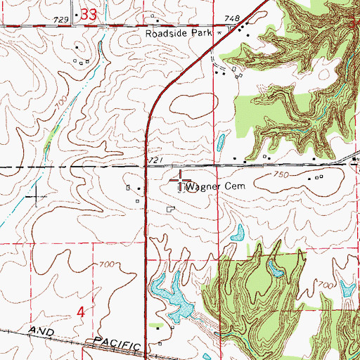 Topographic Map of Wagner Cemetery, IA