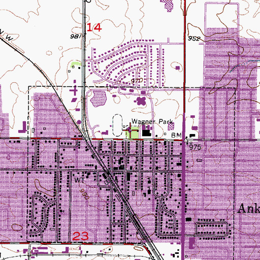 Topographic Map of Wagner Park, IA