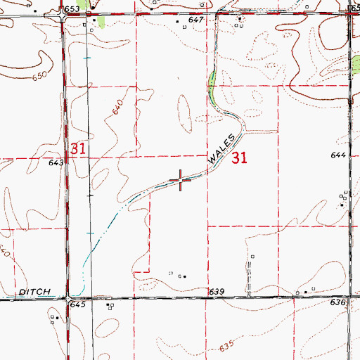 Topographic Map of Wales Ditch, IA
