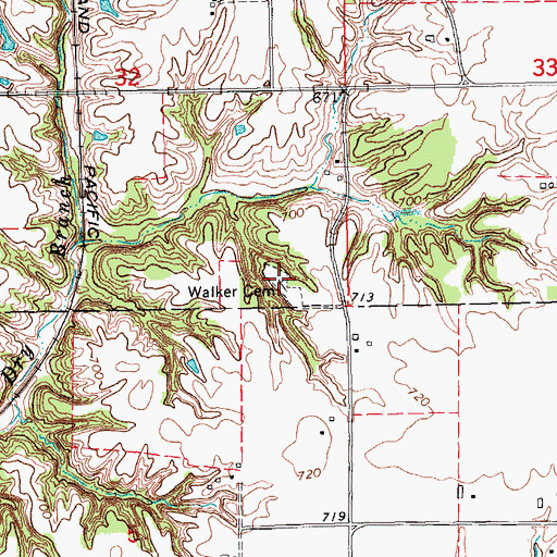 Topographic Map of Walker Cemetery, IA