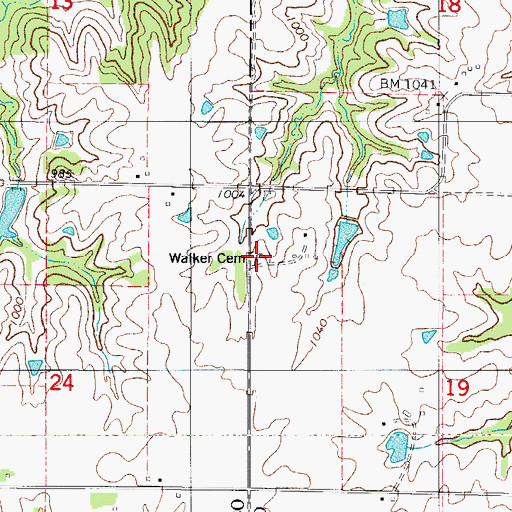 Topographic Map of Walker Cemetery, IA