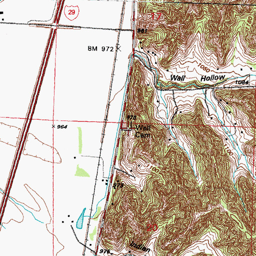 Topographic Map of Wall Cemetery, IA