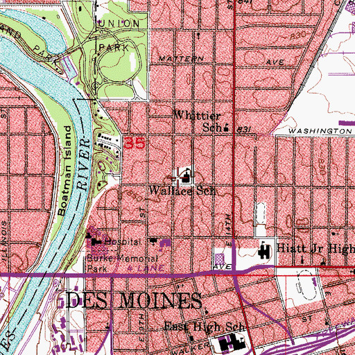 Topographic Map of Wallace Elementary School, IA
