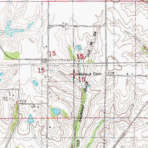 Topographic Map of Walnut Cemetery, IA