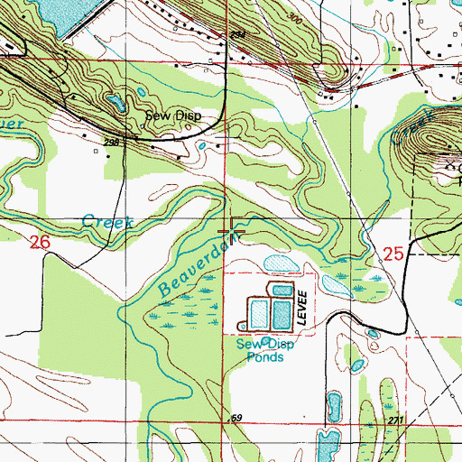 Topographic Map of Beaver Creek, AR