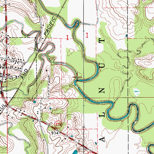 Topographic Map of Walnut Creek, IA