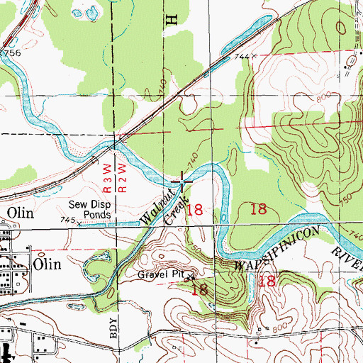 Topographic Map of Walnut Creek, IA