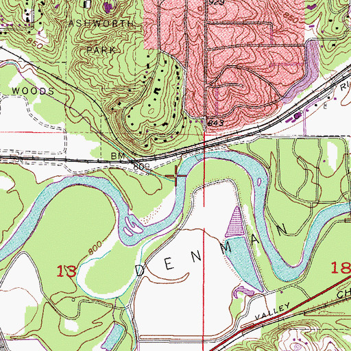Topographic Map of Walnut Creek, IA