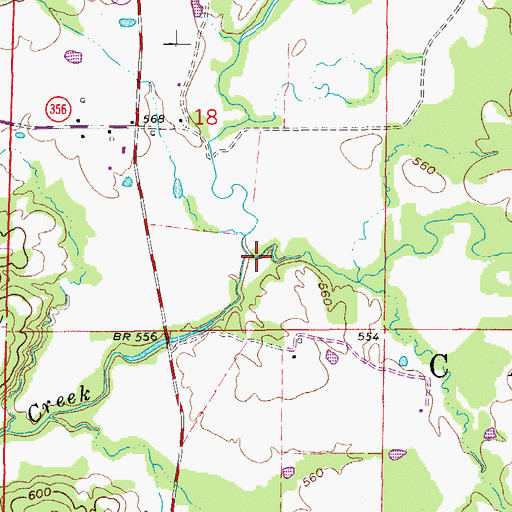 Topographic Map of Beaver Creek, AR