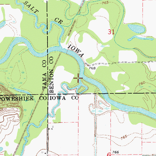 Topographic Map of Walnut Creek, IA