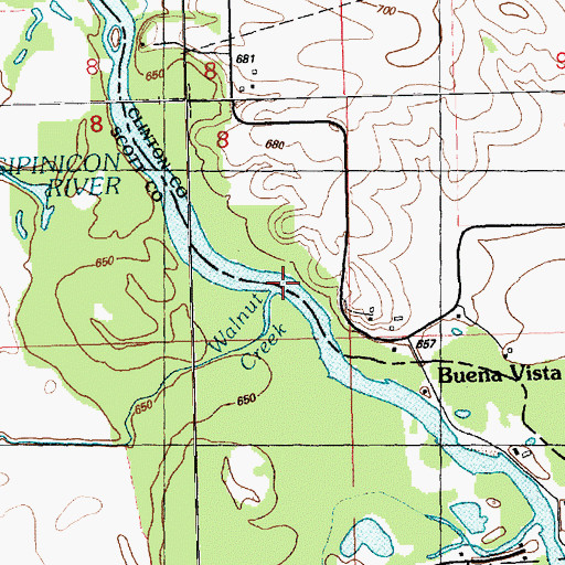 Topographic Map of Walnut Creek, IA