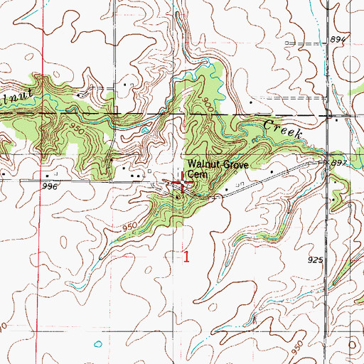 Topographic Map of Walnut Grove Cemetery, IA