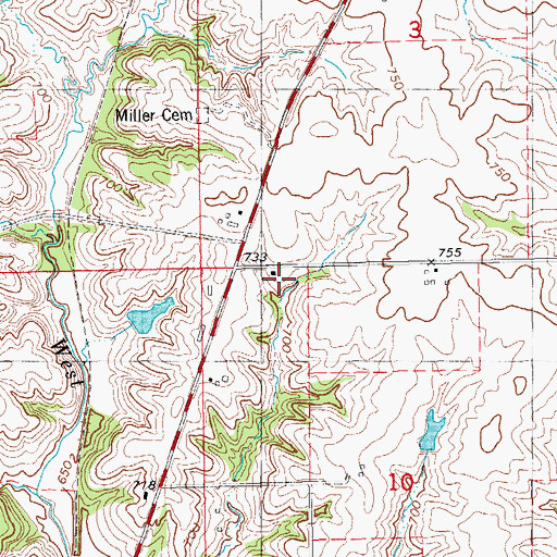 Topographic Map of Walnut School, IA