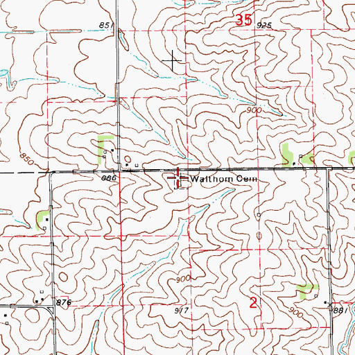 Topographic Map of Walthom Cemetery, IA