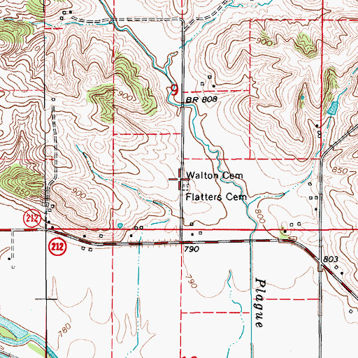 Topographic Map of Walton Cemetery, IA