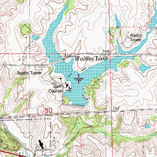 Topographic Map of Walton Lake, IA