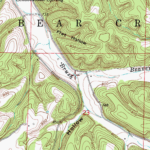 Topographic Map of Beaver Creek, AR