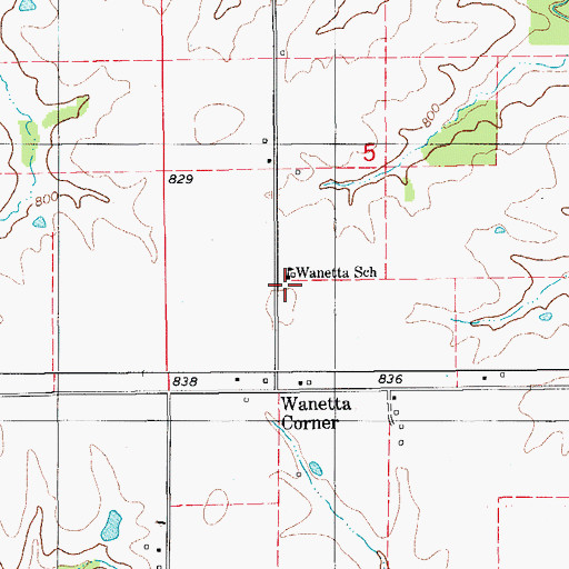 Topographic Map of Wanetta School, IA