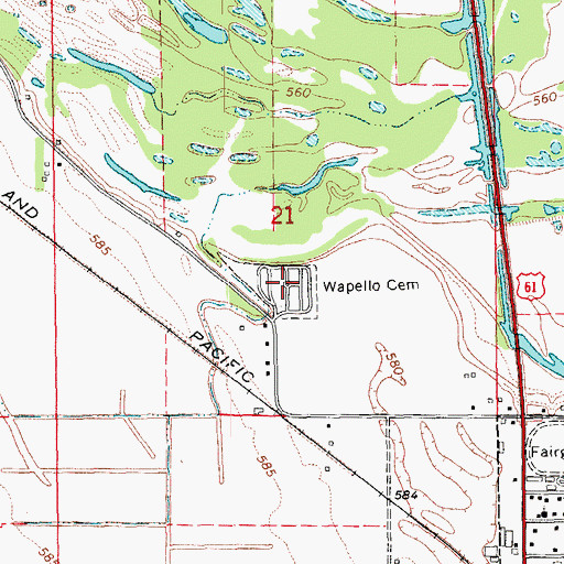 Topographic Map of Wapello Cemetery, IA